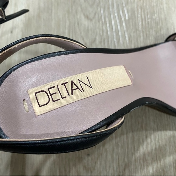 Deltan Leather Ankle Strap Bow Heeled Sandals - Picture 6 of 10